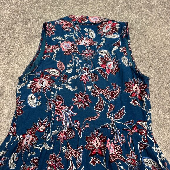 Neiman Marcus Paisley Floral A-Line Midi Dress Women Medium Button Down Collared - Picture 4 of 15